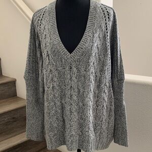 NWOT Express Oversized Charcoal V-Neck Cable Knit Sweater.